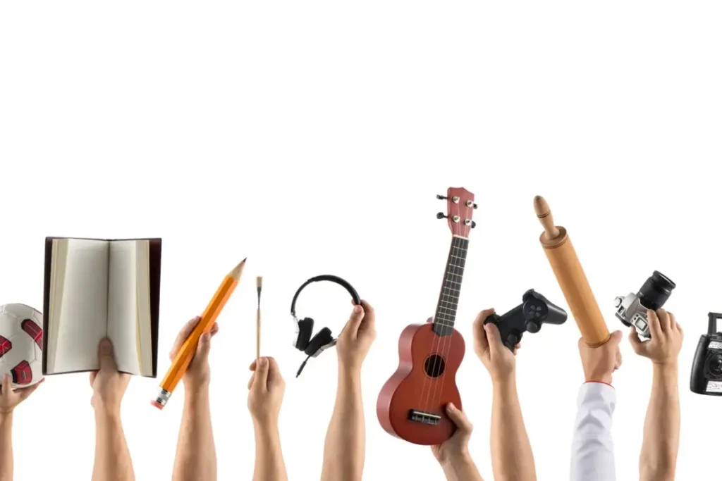 Múltiplos hobbies sendo apresentados 